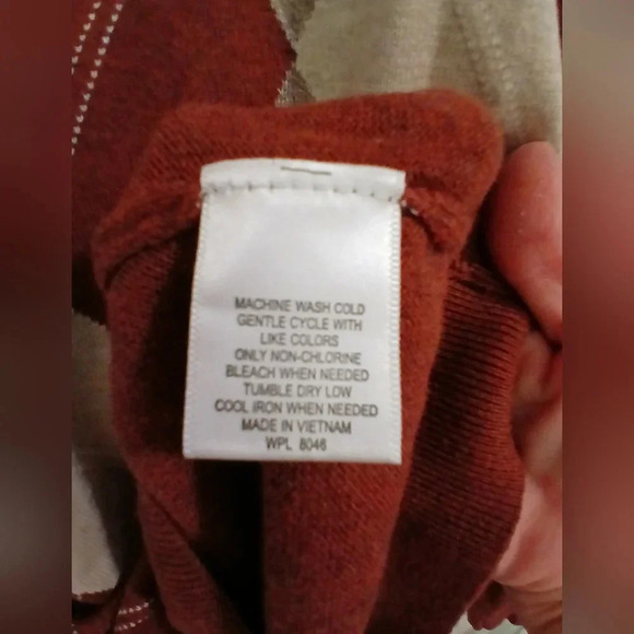 Tasso Elba Men's XL quarter zip argyle brown sweater academia grandpa style - Picture 6 of 6